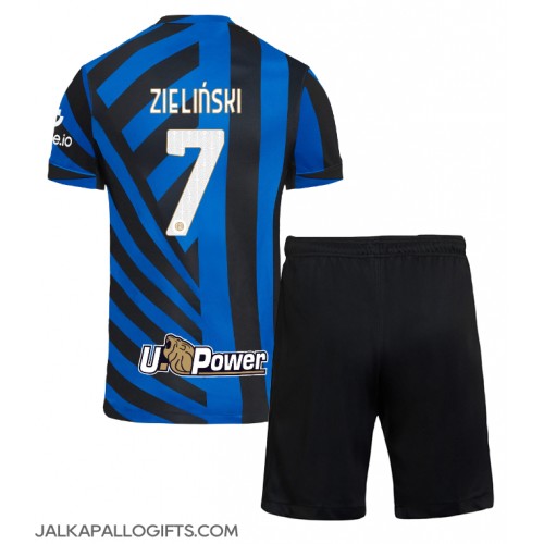 Inter Milan Piotr Zielinski #7 Koti Peliasu Lasten 2024-25 Lyhythihainen (+ Lyhyet housut)